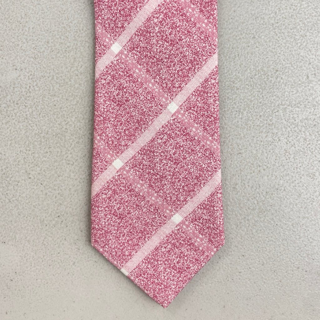 Joseph Abboud Tie New Red White Diagonal Striped Plaid Linen Silk Necktie Brand